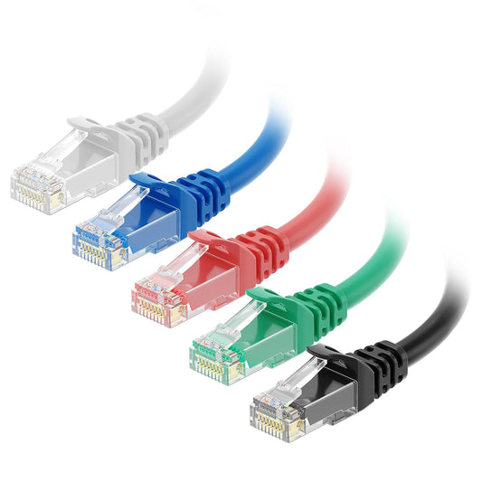 10Gbps 5-Color Combo Snagless Cat 6 Ethernet Cable - 3ft, Cat 6 Cable, Cat6 Cord, Ethernet Cord, Multicolored V1258-DP02-B-3590