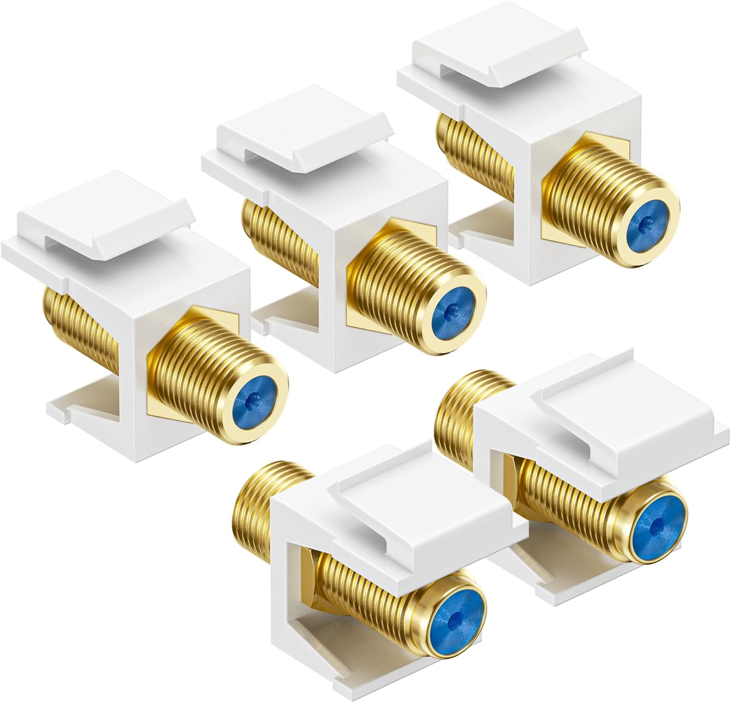 5-Pack RG6 Keystone Jack Insert, Coaxial Keystone Jack Insert Gender Changer V1258-DP02-B-3594