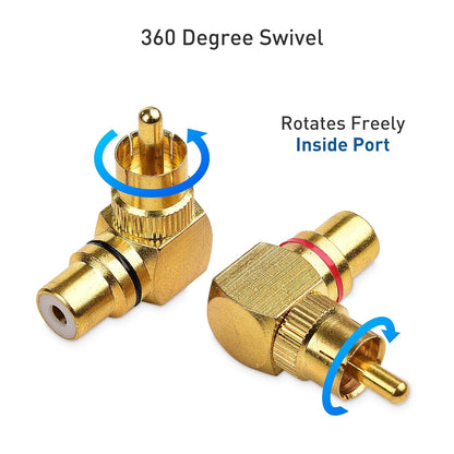 2-Pack Right Angle RCA Adapter, 90 Degree RCA Adapter V1258-DP02-B-3598