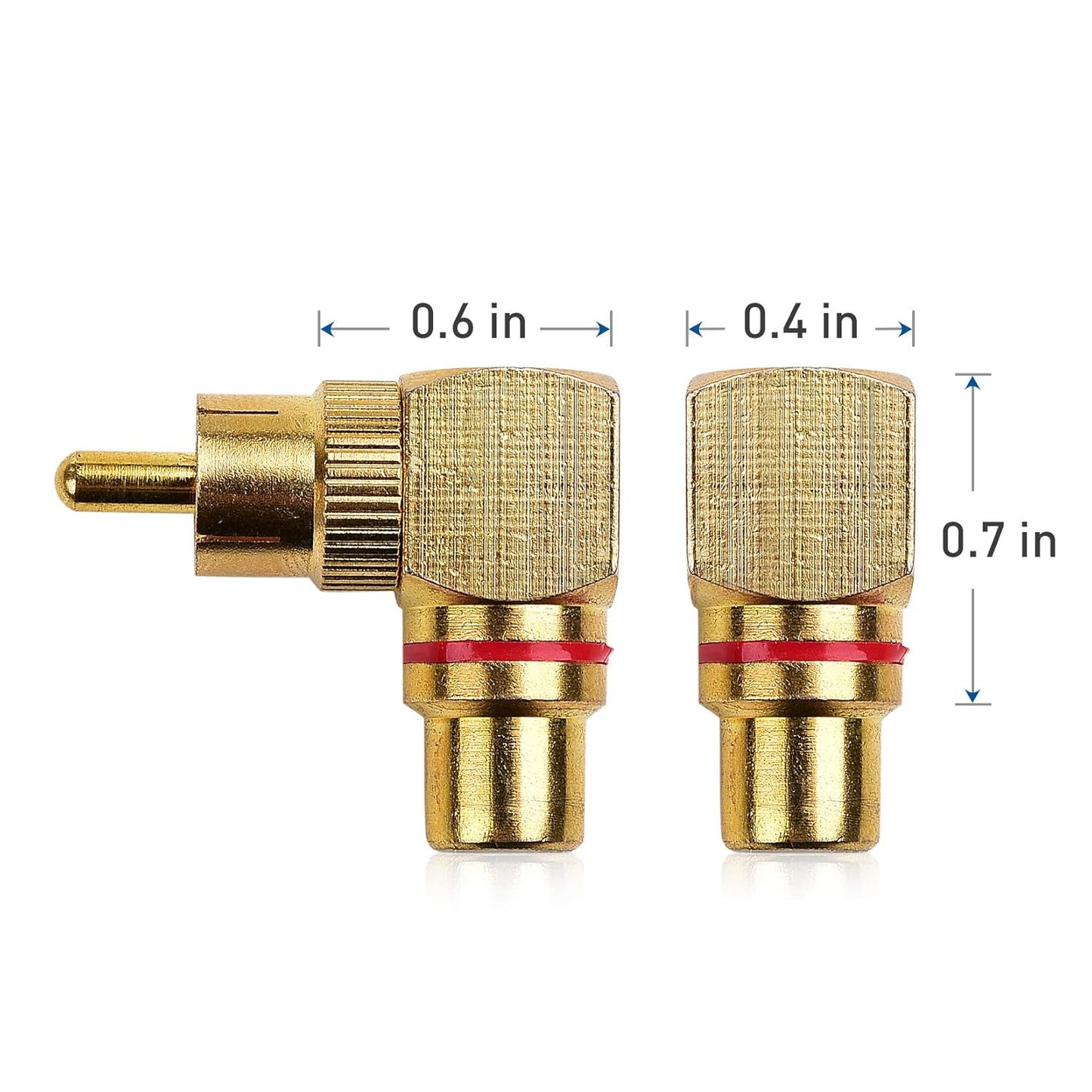 2-Pack Right Angle RCA Adapter, 90 Degree RCA Adapter V1258-DP02-B-3598