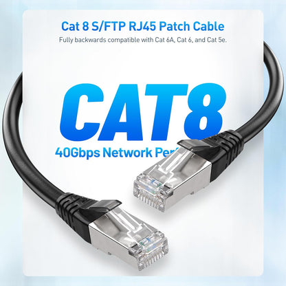 [Cat8 Certified] 2-Pack 40Gbps Shielded Cat 8 Ethernet Cable - 5ft, 2000Mhz Category 8 Ethernet Cord, Cat8 V1258-DP02-B-3602