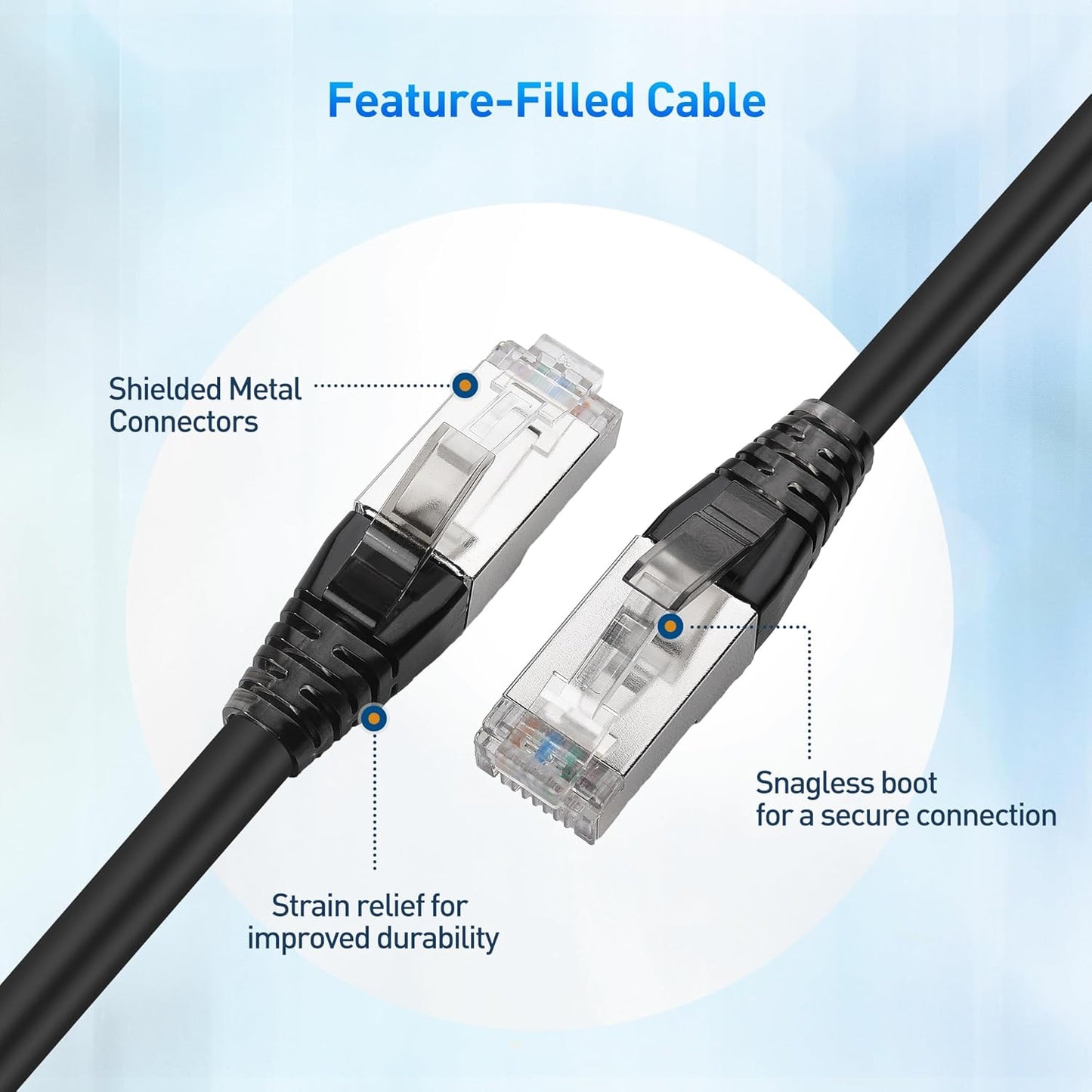 [Cat8 Certified] 2-Pack 40Gbps Shielded Cat 8 Ethernet Cable - 5ft, 2000Mhz Category 8 Ethernet Cord, Cat8 V1258-DP02-B-3602