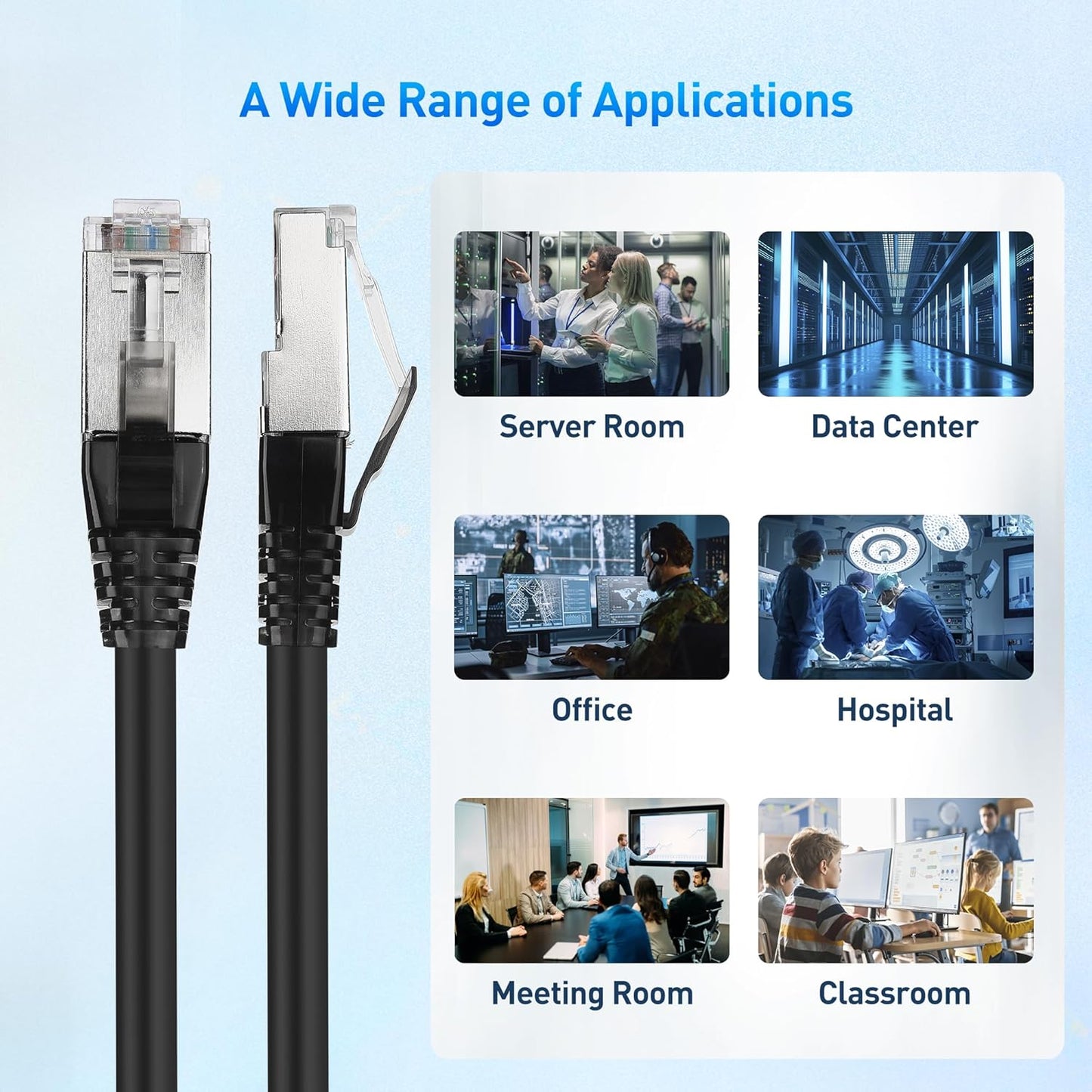 [Cat8 Certified] 2-Pack 40Gbps Shielded Cat 8 Ethernet Cable - 5ft, 2000Mhz Category 8 Ethernet Cord, Cat8 V1258-DP02-B-3602