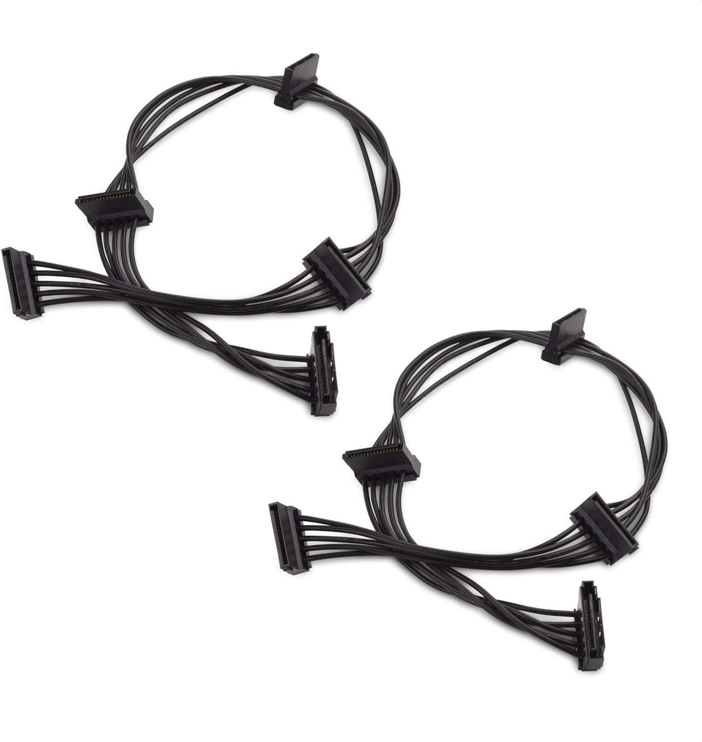 2-Pack 15 Pin SATA to 4 SATA Power Splitter Cable - 18 Inches V1258-DP02-B-3605