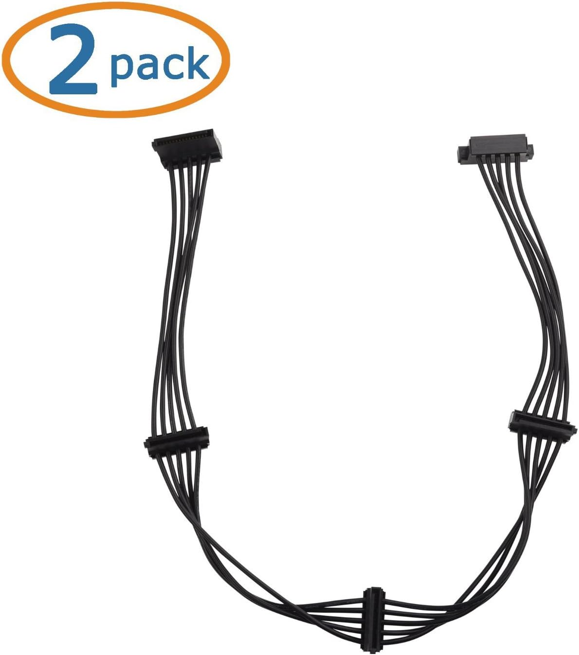2-Pack 15 Pin SATA to 4 SATA Power Splitter Cable - 18 Inches V1258-DP02-B-3605