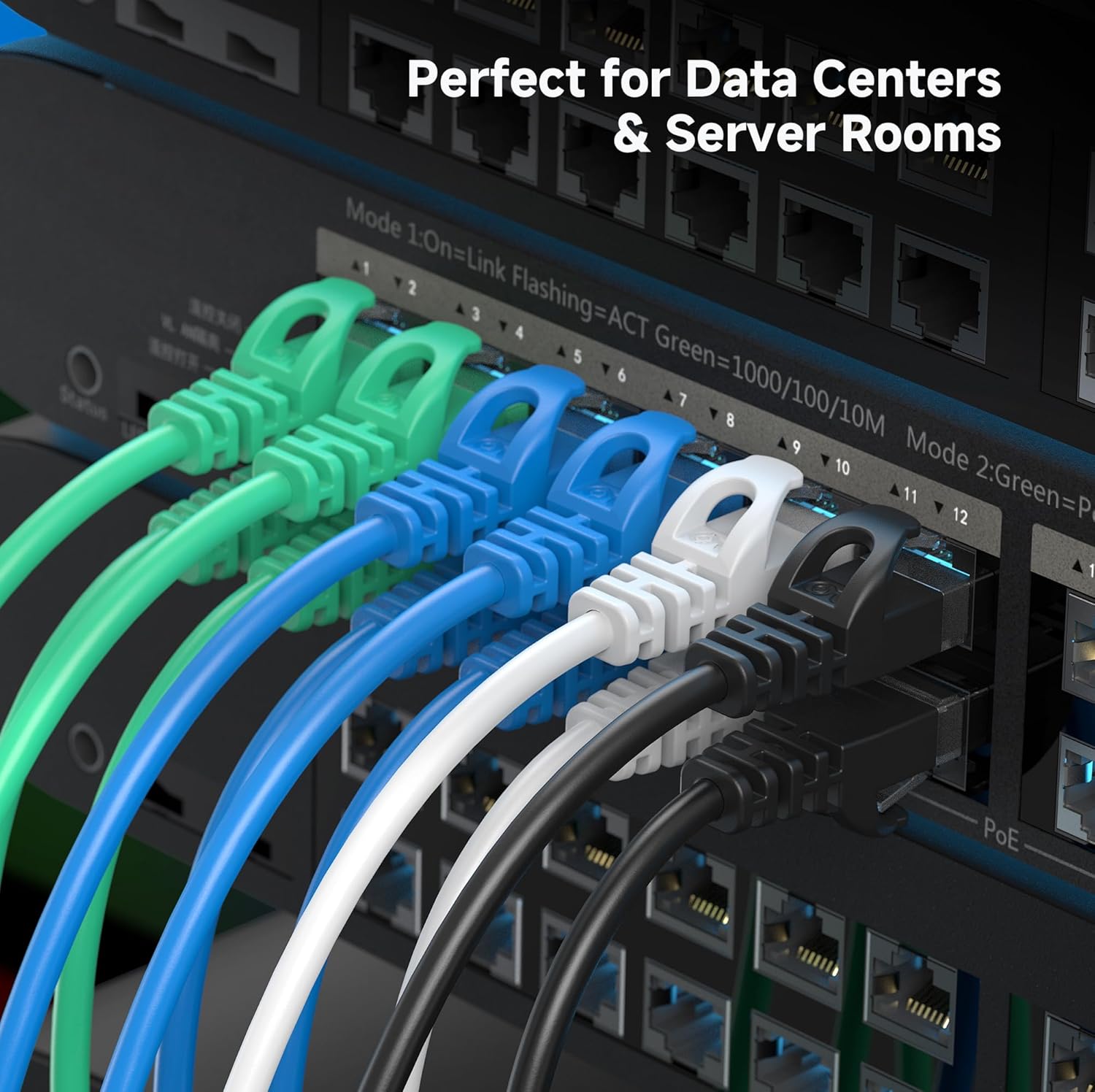 10Gbps Snagless Cat 6 Ethernet Cable - 25ft, Slim Profile Cat 6 Cable, Cat6 Cord, Thin Ethernet Cord, Black V1258-DP02-B-3606