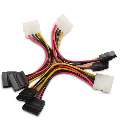 3-Pack 4 Pin Molex to Dual SATA Power Y-Cable Adapter- 6 Inches V1258-DP02-B-3607