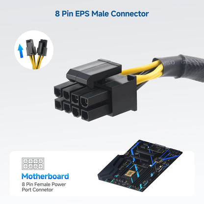 2-Pack 8 Pin EPS CPU Extension Cable - 10 Inches, 8-Pin ATX/CPU Power Cable Male to Female V1258-DP02-B-3608