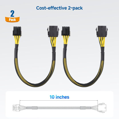 2-Pack 8 Pin EPS CPU Extension Cable - 10 Inches, 8-Pin ATX/CPU Power Cable Male to Female V1258-DP02-B-3608