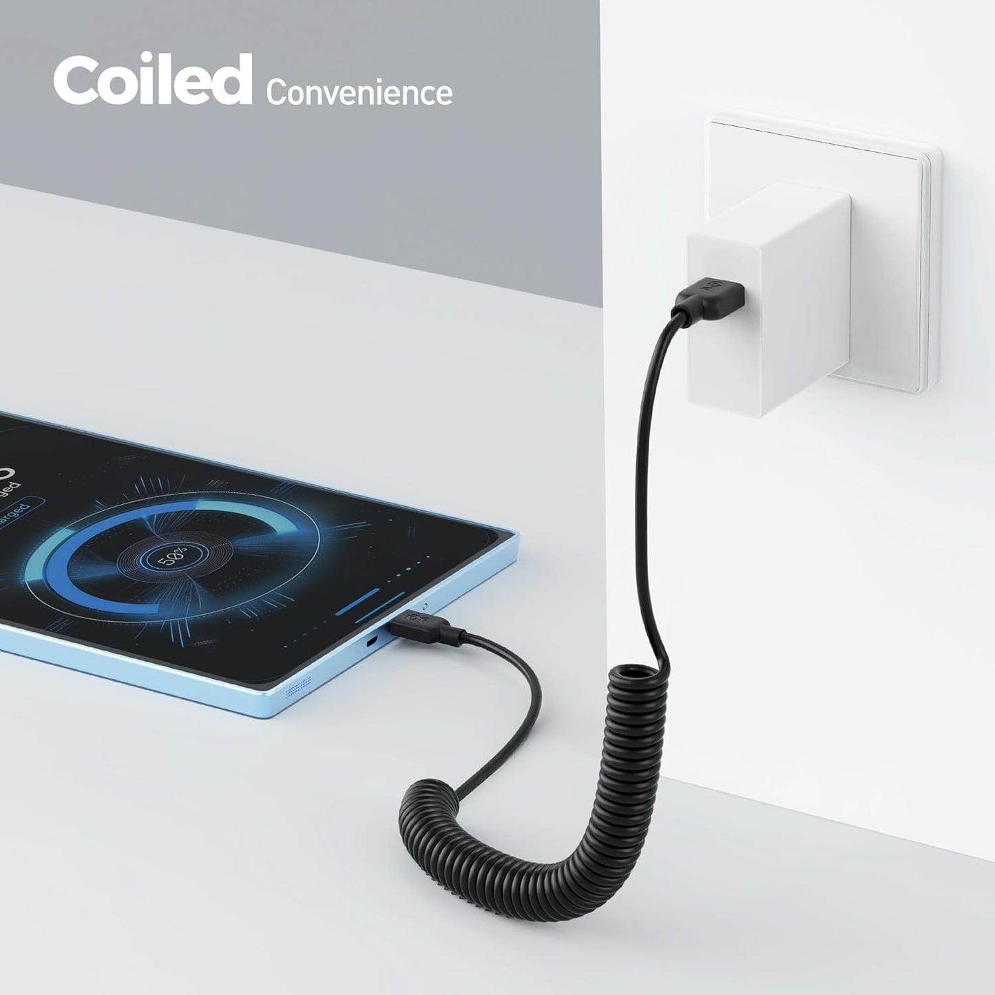 2-Pack Coiled Micro USB Cable (Coiled Micro USB to USB2.0) 2-4 Feet V1258-DP02-B-3609
