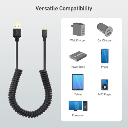 2-Pack Coiled Micro USB Cable (Coiled Micro USB to USB2.0) 2-4 Feet V1258-DP02-B-3609