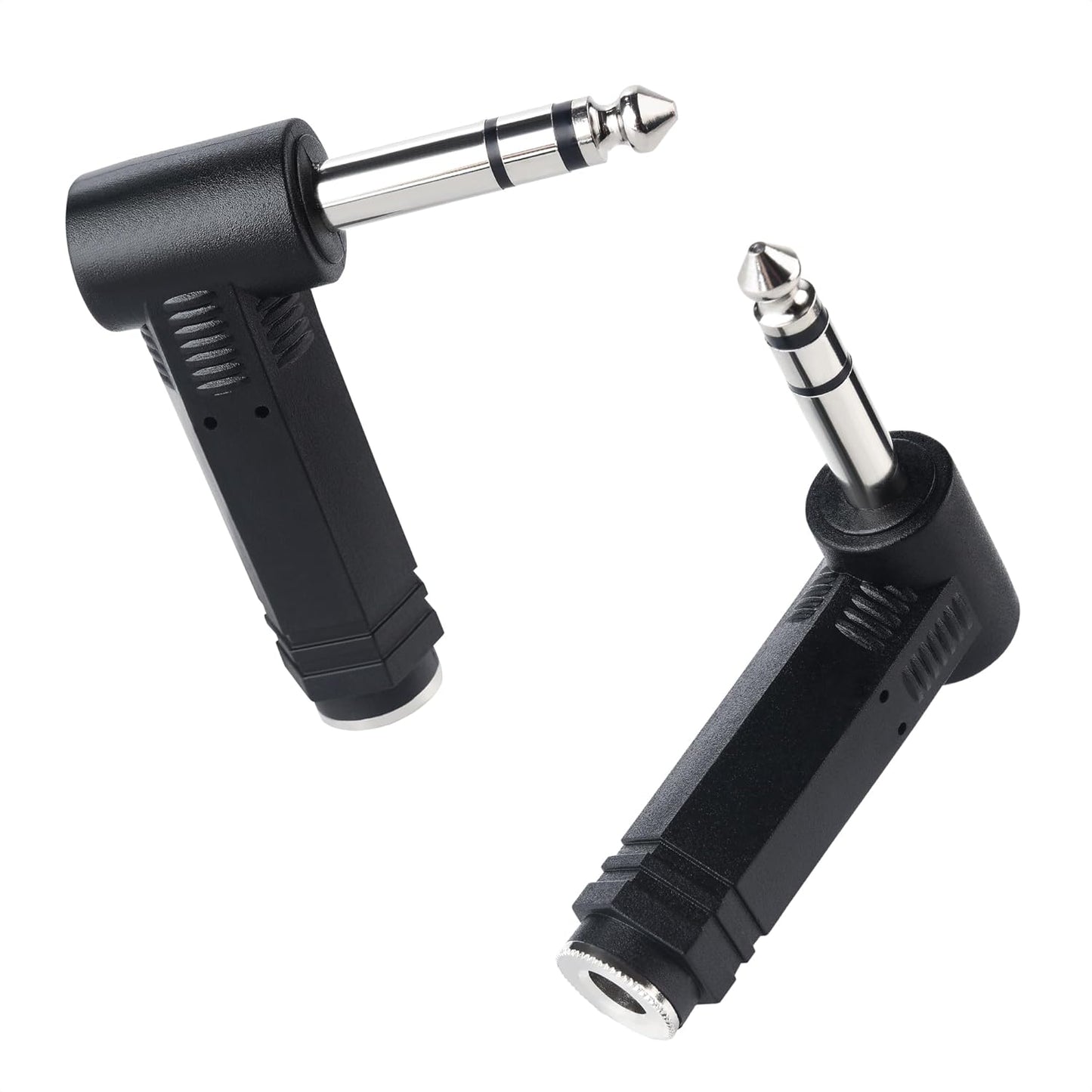 2-Pack 1/4 Right Angle TRS Adapter - 6.35mm Right Angle Adapter, 1/4 TRS Audio Connector for Professional V1258-DP02-B-3613