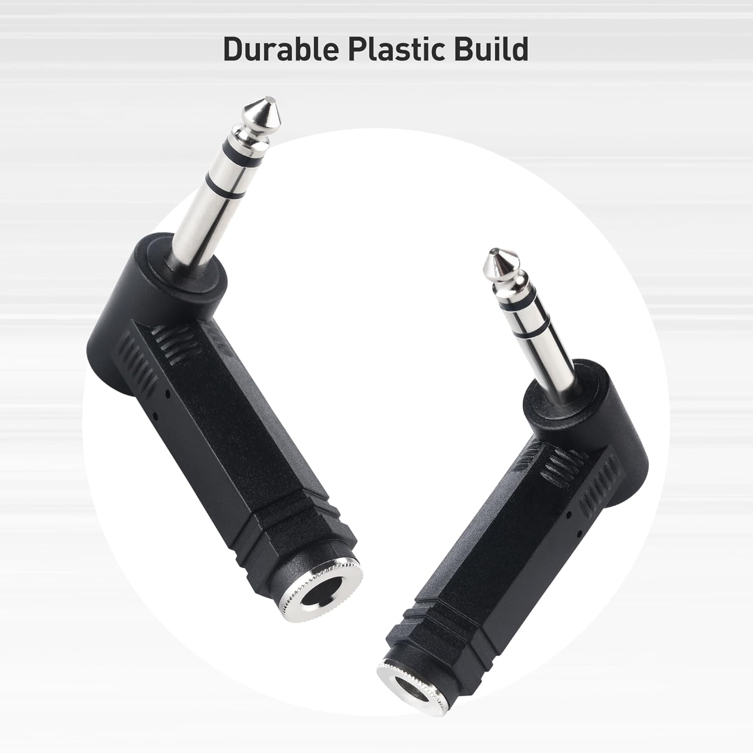 2-Pack 1/4 Right Angle TRS Adapter - 6.35mm Right Angle Adapter, 1/4 TRS Audio Connector for Professional V1258-DP02-B-3613