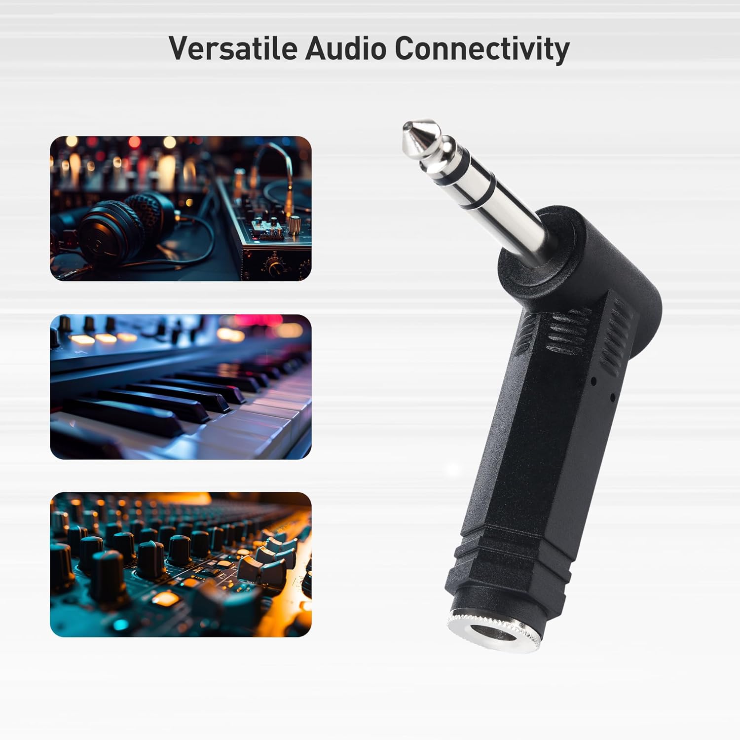 2-Pack 1/4 Right Angle TRS Adapter - 6.35mm Right Angle Adapter, 1/4 TRS Audio Connector for Professional V1258-DP02-B-3613