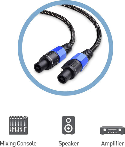 Premium Braided 12AWG Speaker Cable 3 ft Compatible with Speakon NL4FC Port V1258-DP02-B-3618