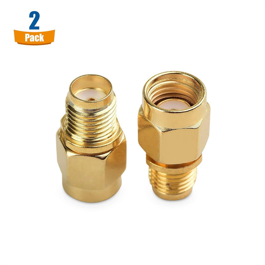 2-Pack SMA Female to RPSMA Male Adapter (SMA Male to Female Reverse Polarity Gender Changer Adapter) V1258-DP02-B-3619