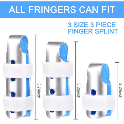 Finger Splint, 3PCS Finger Support Brace Stabilizer for Straightening Arthritis Knuckle Immobilization, Blue V1258-DP02-B-362