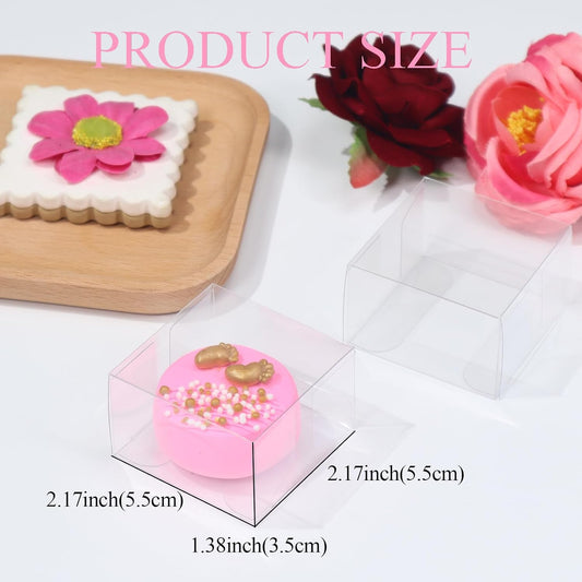 50Pcs 2.17x2.17x1.38 Inch Single Boxes for Chocolate Covered Ore, Macaron, Brownie, Treat, Candy, Small Gifts V1258-DP02-B-3621