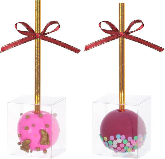 50Pcs 1.75" x 1.75" x 2" Single Clear Cake Pop Boxes Packaging with Hole Small Plastic Clear Treat Boxes for V1258-DP02-B-3628