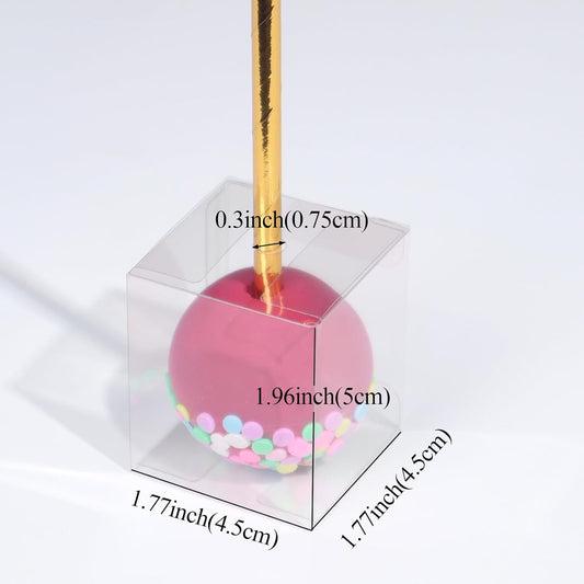 50Pcs 1.75" x 1.75" x 2" Single Clear Cake Pop Boxes Packaging with Hole Small Plastic Clear Treat Boxes for V1258-DP02-B-3628
