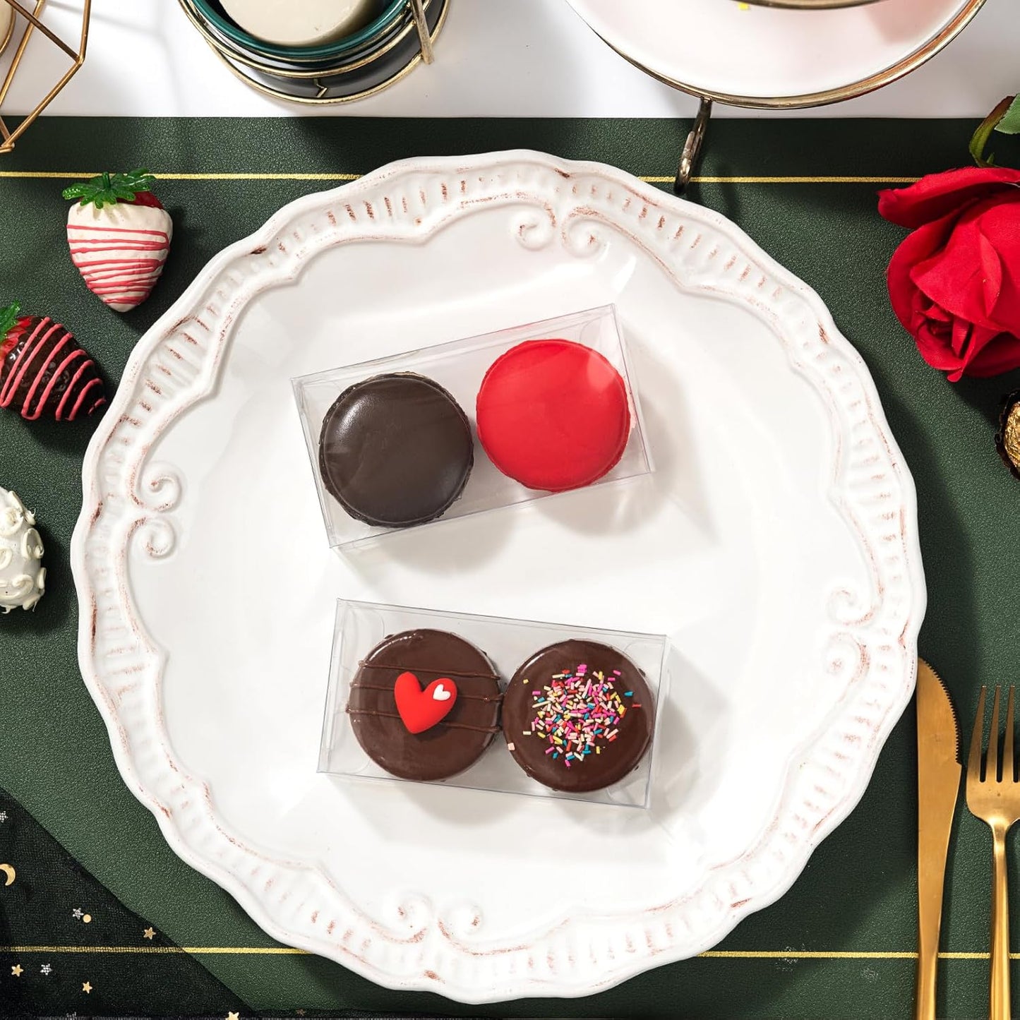 4.17x2.16x1.37Inch Chocolate Covered Orec Boxes Macaron for 2 Mini Treat Chocolate Truffle V1258-DP02-B-3629