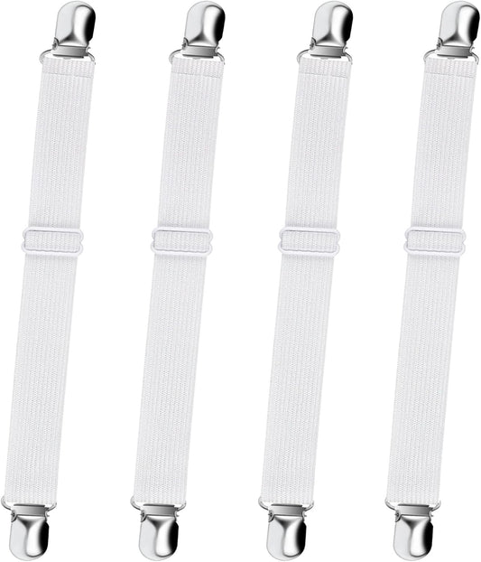 Bed Sheet Straps, Adjustable Elastic Fitted Sheet Corner Holders Straps to Stay in Place, Non-Slip Fasteners V1258-DP02-B-363