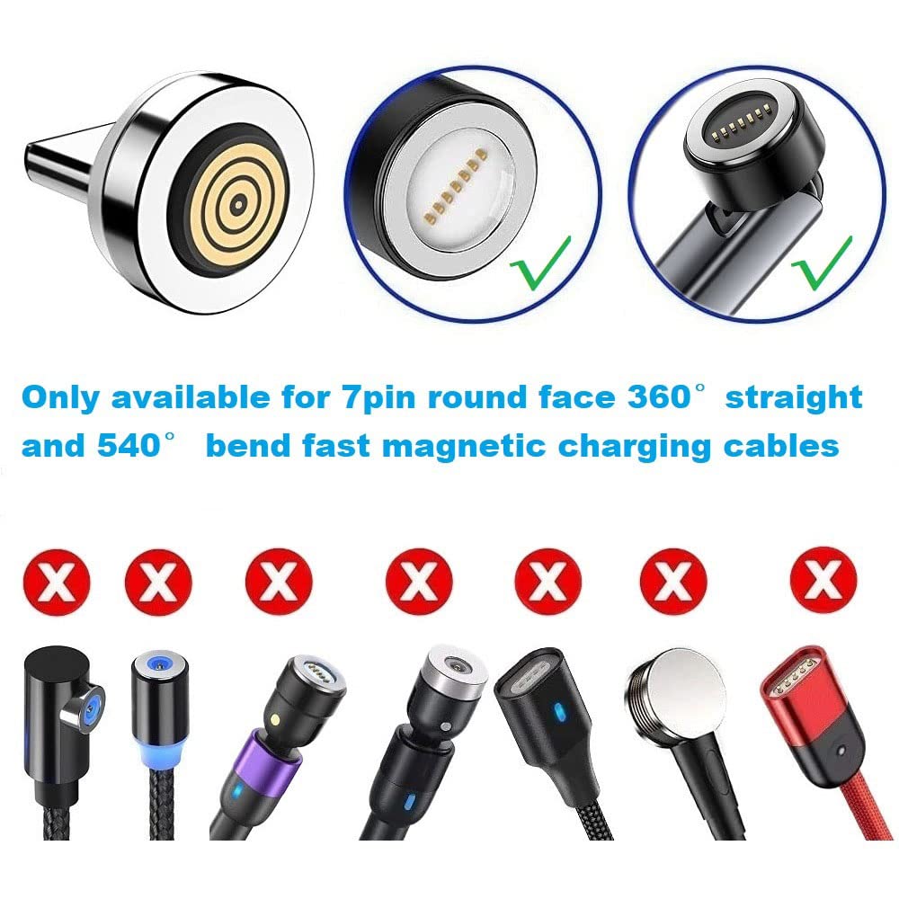 Magnetic Charging Tips 7pin Series (USB-C Tips) 6pcs,Magnetic Type-C Tips,Just 3.0A&7Pin Data Charger Tips V1258-DP02-B-3632