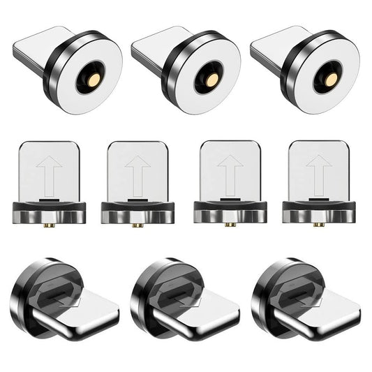 Magnetic Charging Tips lPhone 10pcs,1Pin 360 degrees Rotate Connector Adapters for iOS-Lightlng Ports V1258-DP02-B-3633