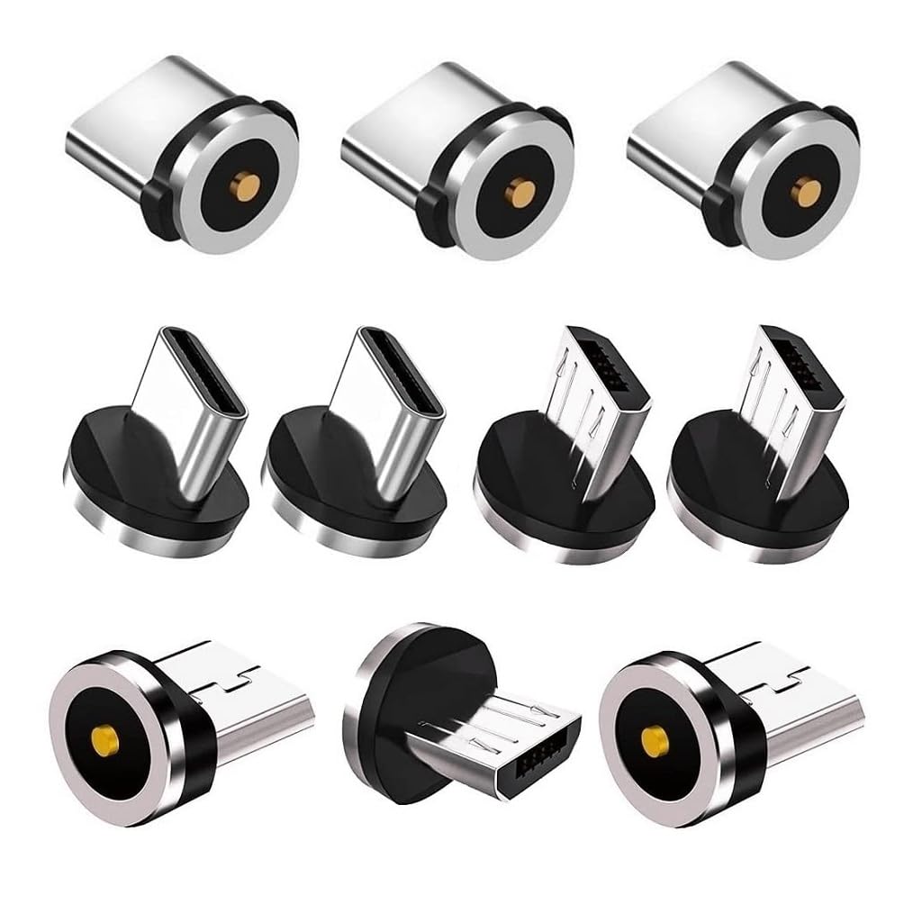 2in1 10pcs Magnetic Charging Tips, 360 Rotate Tips for USB-C/Micro Ports, Water-dustproof, No Cord, Non-Data V1258-DP02-B-3634