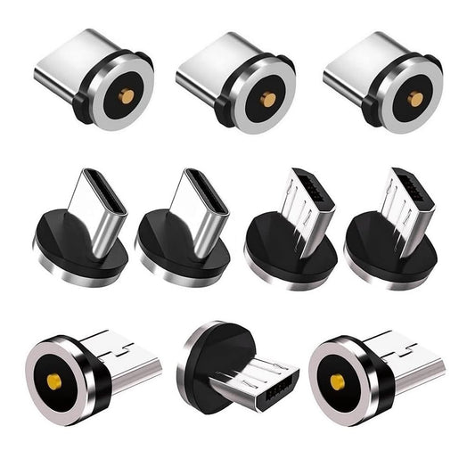 2in1 10pcs Magnetic Charging Tips, 360 Rotate Tips for USB-C/Micro Ports, Water-dustproof, No Cord, Non-Data V1258-DP02-B-3634