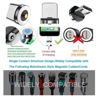 2in1 10pcs Magnetic Charging Tips, 360 Rotate Tips for USB-C/Micro Ports, Water-dustproof, No Cord, Non-Data V1258-DP02-B-3634
