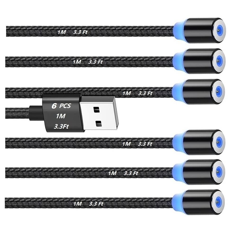 Magnetic Charging Cable 6pcs,Just 360 degreesRotate Magnetic Cables Without Magnetic Charging V1258-DP02-B-3638