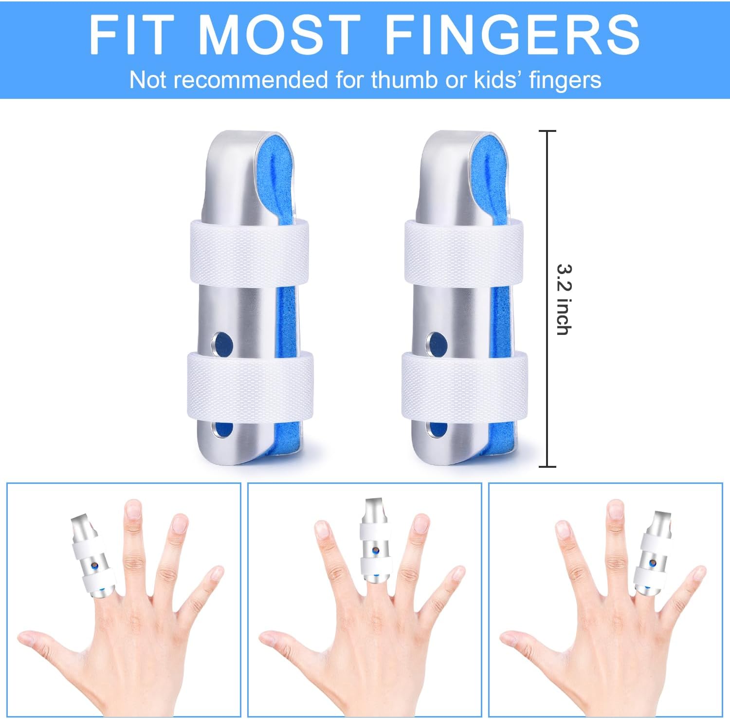 Finger Splint, 2pcs Finger Support Brace for Arthritis Knuckle Immobilizationm, Middle Size V1258-DP02-B-364