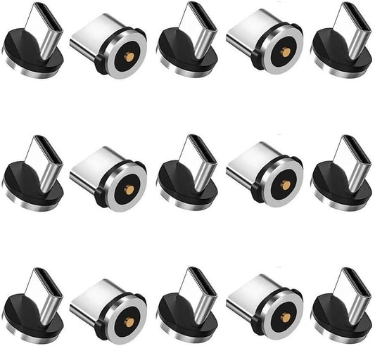 Magnetic Charging Tips USB-C 15pcs,1Pin 360 degrees Rotate Connector Adapter for USB Type-C Ports Series,Just V1258-DP02-B-3640