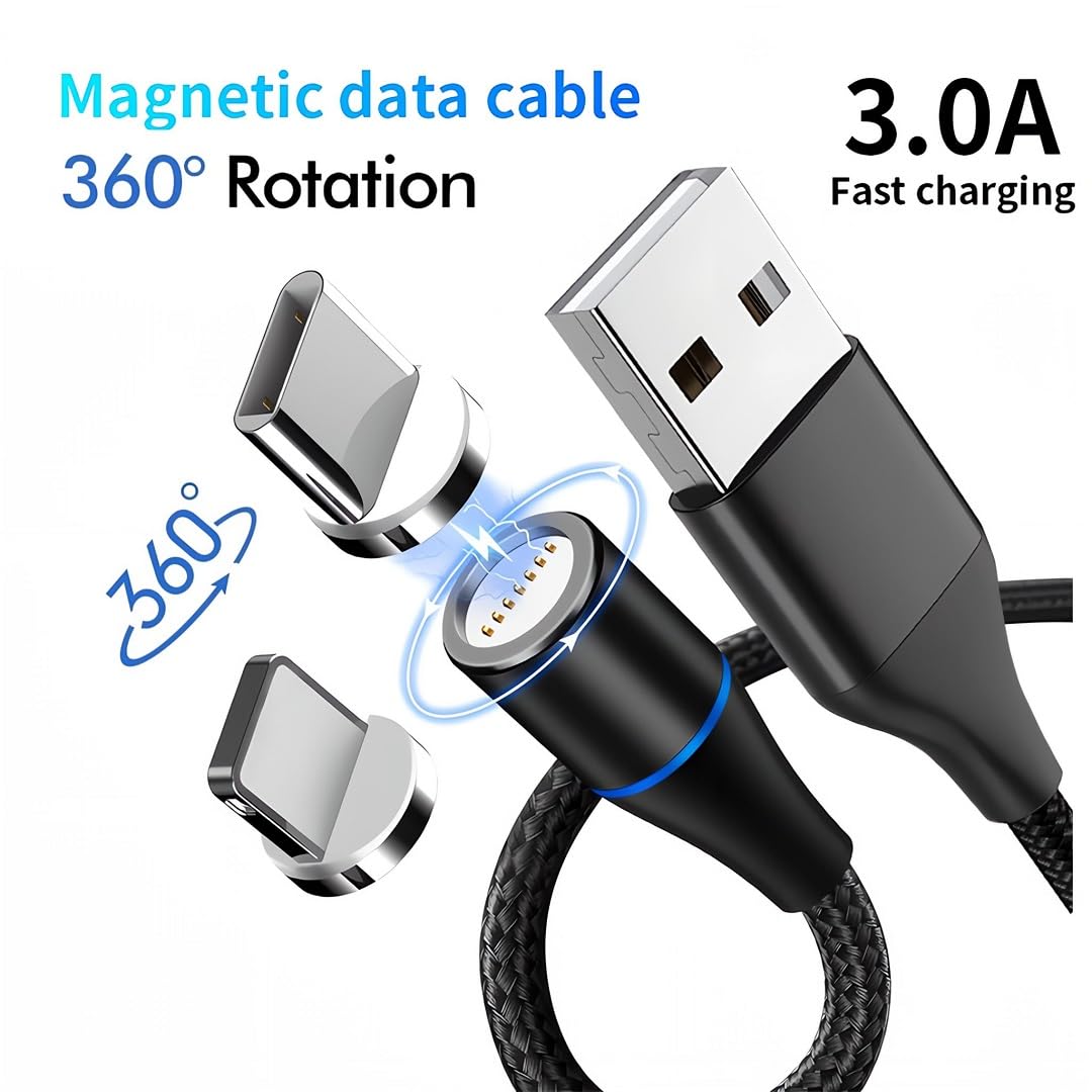 Magnetic Charging Cable 7Pin Sereis 2Pack 1Ft USB-C Short Cable Sets-Fast Charging Compatible for USB Type-C V1258-DP02-B-3641