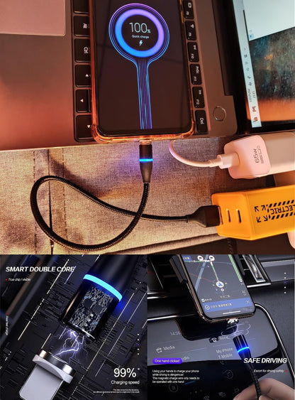 Magnetic Charging Cable 7Pin Sereis 2Pack 1Ft USB-C Short Cable Sets-Fast Charging Compatible for USB Type-C V1258-DP02-B-3641