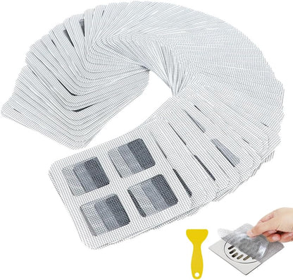 80PCS 4"x4" Disposable Hair Drain Stickers, Anti-Blocking Filter Screen Self-Adhesive Mesh Drain Covers for V1258-DP02-B-3646