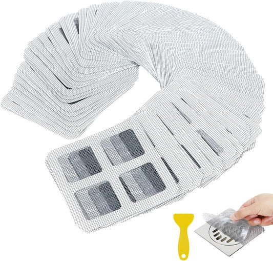 80PCS 4"x4" Disposable Hair Drain Stickers, Anti-Blocking Filter Screen Self-Adhesive Mesh Drain Covers for V1258-DP02-B-3646