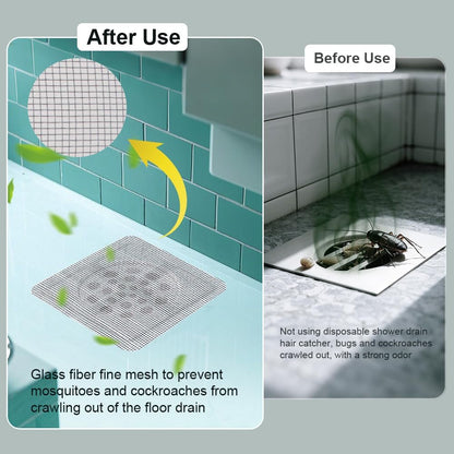 80PCS 4"x4" Disposable Hair Drain Stickers, Anti-Blocking Filter Screen Self-Adhesive Mesh Drain Covers for V1258-DP02-B-3646
