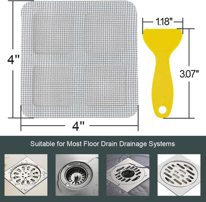 80PCS 4"x4" Disposable Hair Drain Stickers, Anti-Blocking Filter Screen Self-Adhesive Mesh Drain Covers for V1258-DP02-B-3646