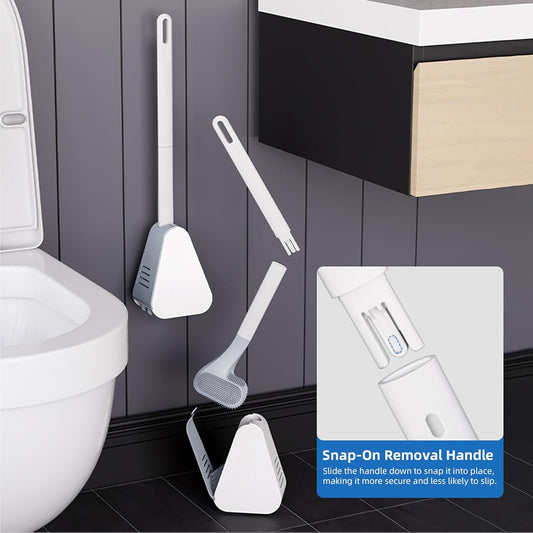 Toilet Brush and Holder Set Silicone, Flexible Toilet Brush for Deep Cleaning of Dead Corners, Snap-on V1258-DP02-B-3649