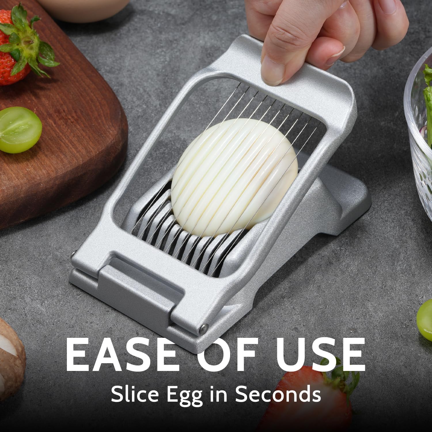 Heavy Duty Stainless Steel Wire Egg Slicer for Hard Boiled Eggs & Strawberry Other Soft Food V1258-DP02-B-365