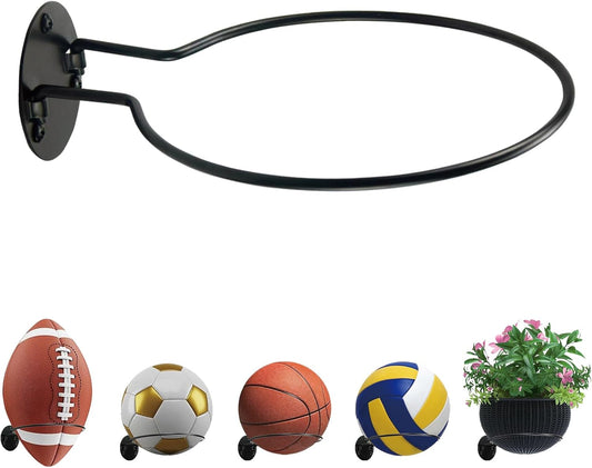 Wall Mount Ball Display Rack, Sports Ball Storage Holder for Basketball, Football, Soccer, Volleyball V1258-DP02-B-3652