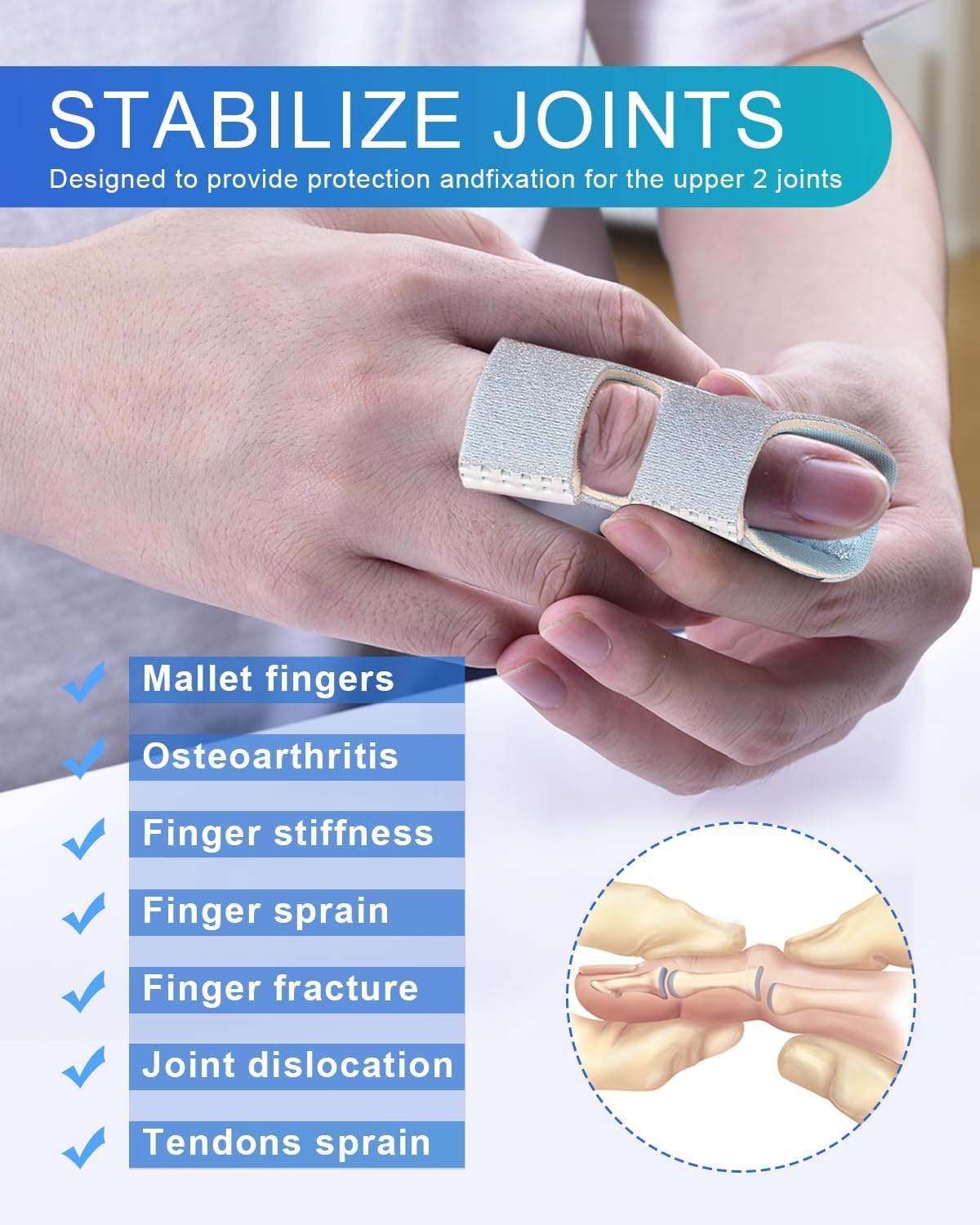 Finger Splint, 5pcs Color Finger Brace Support Stabilizer for Index, Middle, Ring Fingers Straightening V1258-DP02-B-368