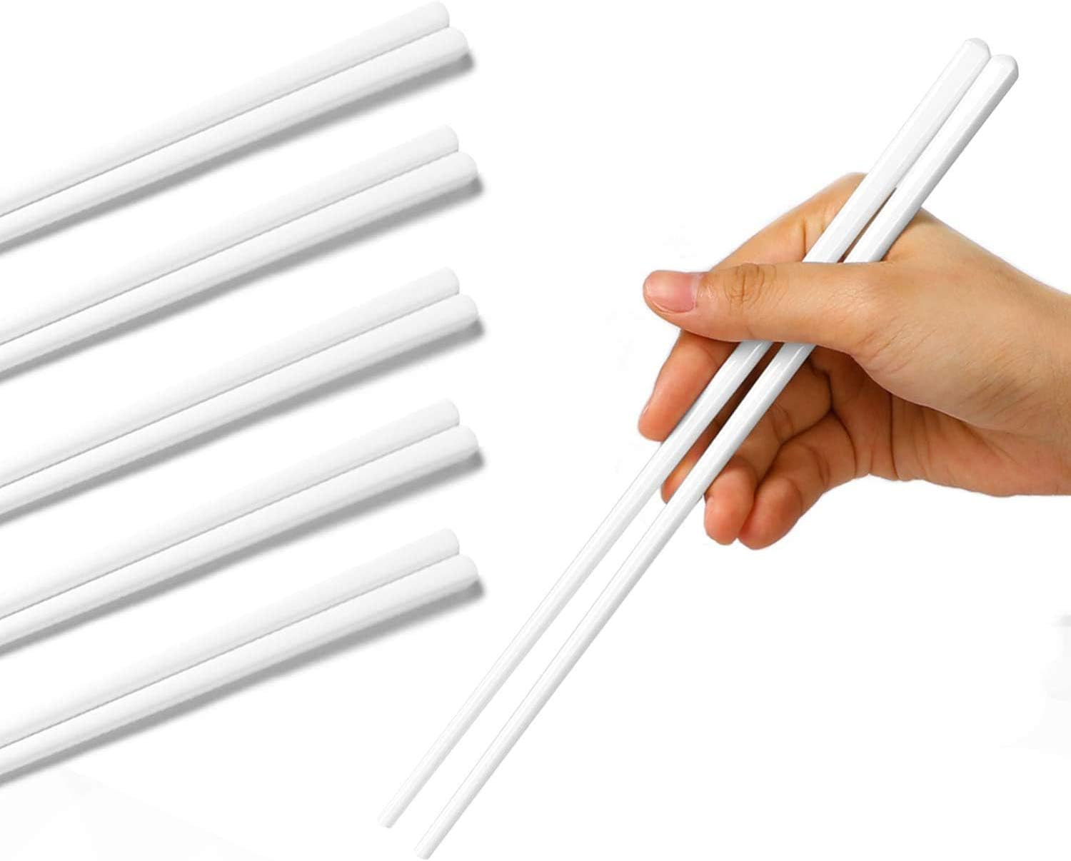 Ceramic Chopsticks Set of 5, Porcelain Chinese Chopsticks Easy To Clean, 9.6-Inch (White) V1258-DP02-B-37