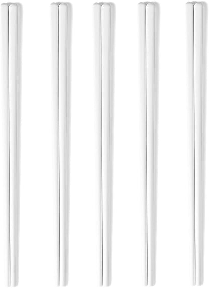 Ceramic Chopsticks Set of 5, Porcelain Chinese Chopsticks Easy To Clean, 9.6-Inch (White) V1258-DP02-B-37