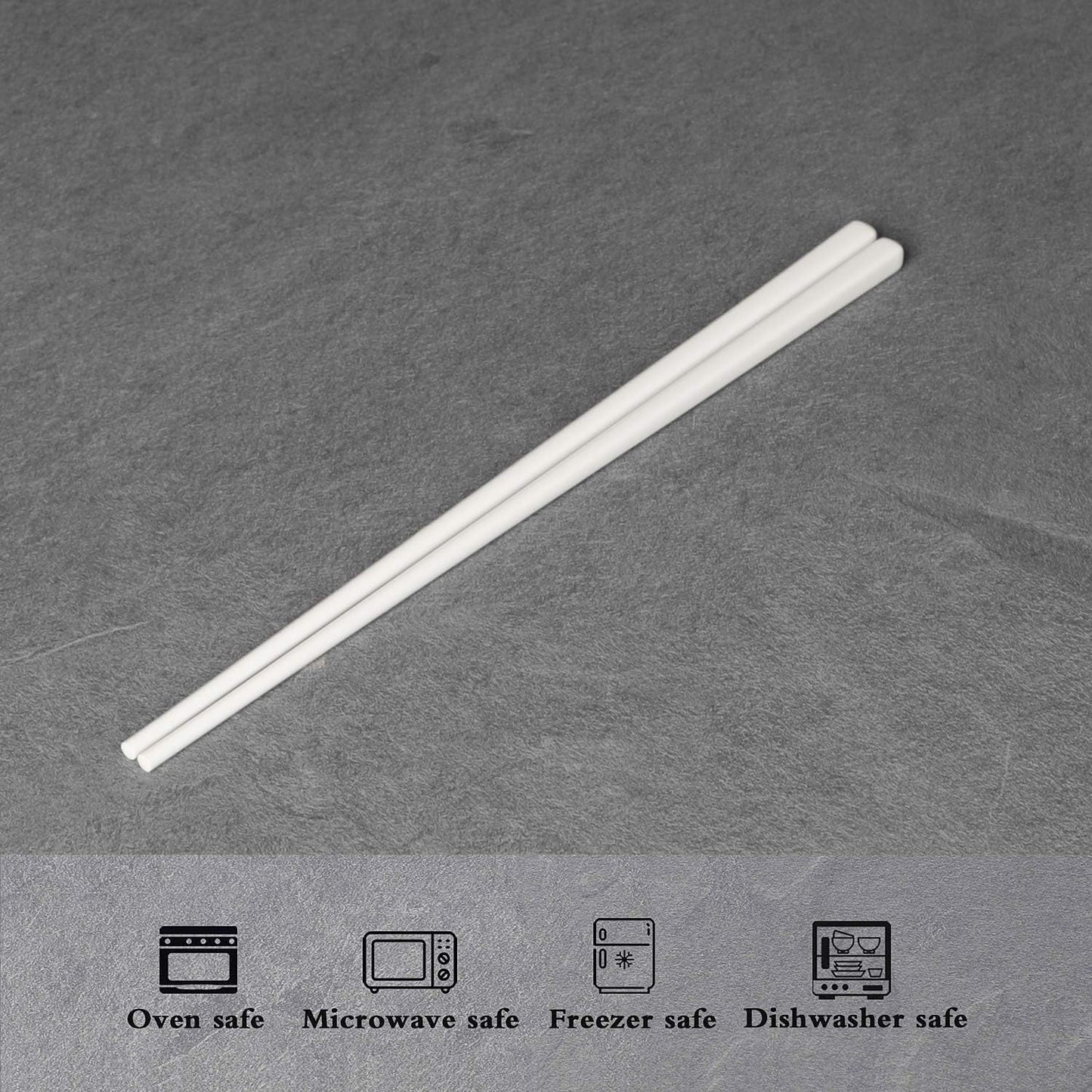 Ceramic Chopsticks Set of 5, Porcelain Chinese Chopsticks Easy To Clean, 9.6-Inch (White) V1258-DP02-B-37