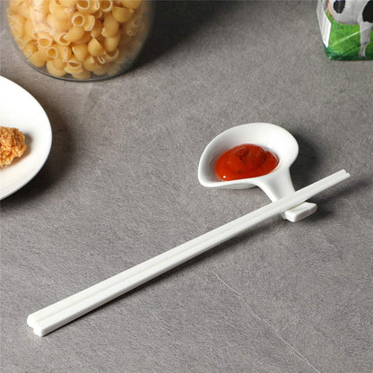 Ceramic Chopsticks Set of 5, Porcelain Chinese Chopsticks Easy To Clean, 9.6-Inch (White) V1258-DP02-B-37