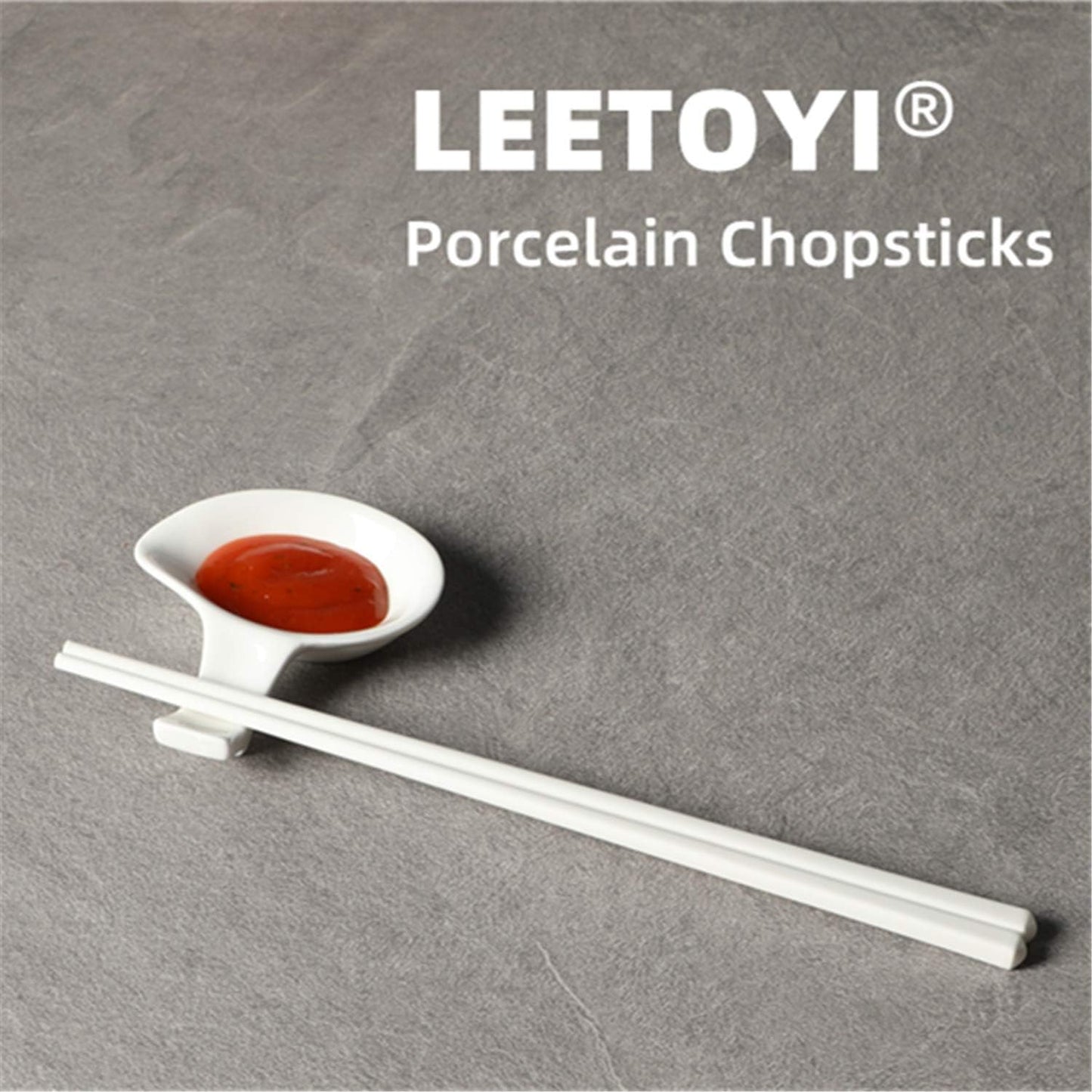 Ceramic Chopsticks Set of 5, Porcelain Chinese Chopsticks Easy To Clean, 9.6-Inch (White) V1258-DP02-B-37