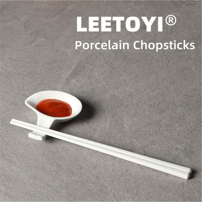 Ceramic Chopsticks Set of 5, Porcelain Chinese Chopsticks Easy To Clean, 9.6-Inch (White) V1258-DP02-B-37
